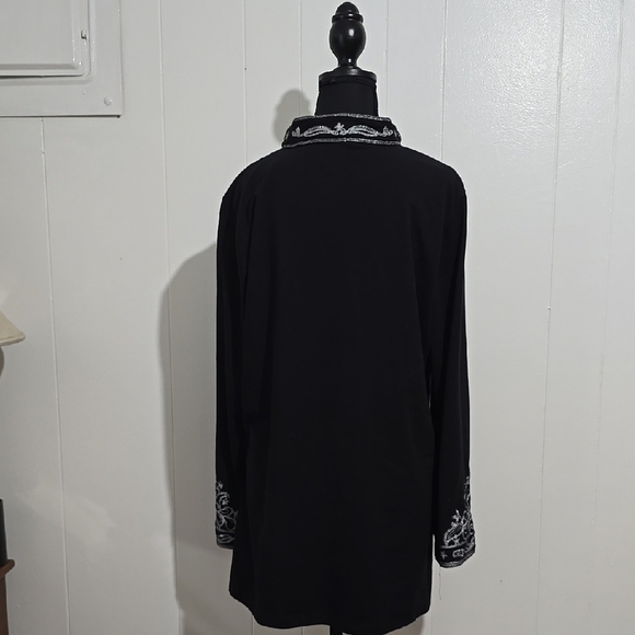 Decorated Original Black and Silver Long Sleeve Tunic With Mandarin Collar XL - Picture 4 of 4